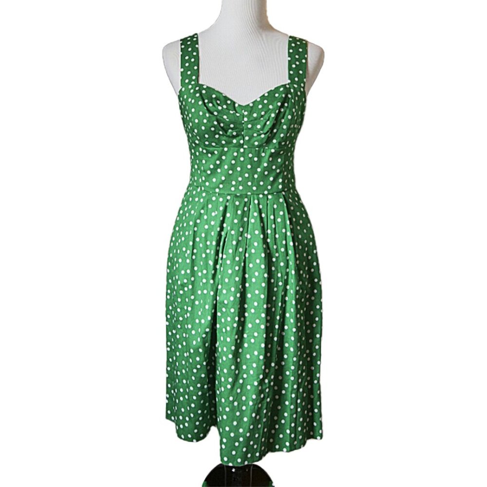 Donna Ricco New York Green Polka-Dot Sweetheart Fit & Flare Dress